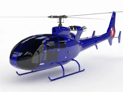 Helicopter SA342 Gazelle   Low-poly 3D model