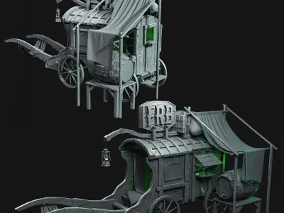 western wagon Free low-poly 3D model