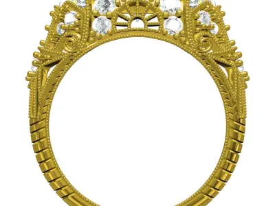 Antique Art Deco Filigree Engagement Ring 4 3D print model