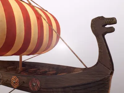 Viking ship Low-poly 3D model