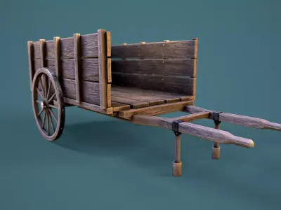 Old Wooden Cart Low-poly 3D model order