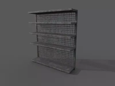 Aging shop supermarket unused single shelf rack Low-poly 3D model