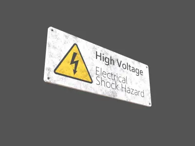 High Voltage English Version Sign v1 002 Low-poly 3D model