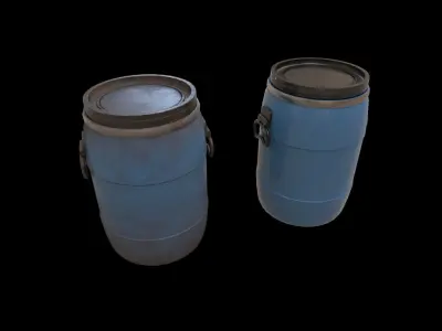 Water Barrel Low-poly 3D model