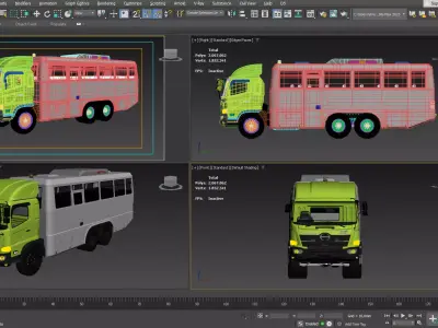 3d Model Hino 500 Series Manhaulers Minning cars Passenger Low-poly 3D model
