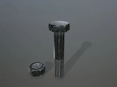 Bolts bolt and nut Low-poly 3D model 12