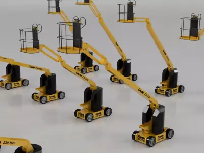 Construction Boom Lift 3D Model Pack - 12 Positions 3D model