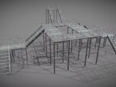 Modular stairs and gantry Low-poly 3D model