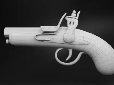 Old Flintlock Gun Low-poly 3D model