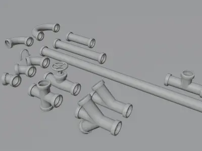 Large Metal Pipes 4K and 2K Low-poly 3D model