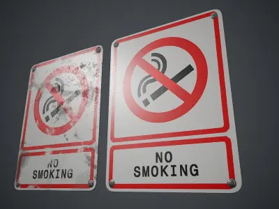 Plastic No Smoking Sign 3 PBR Game Ready Low-poly 3D model