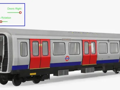 London Subway S8 Wagon Rigged 3D model