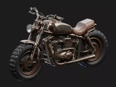 Custom Retro Motorcycle 3D model