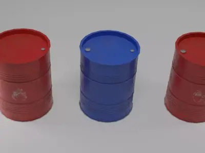 Metallic dirty barrel PBR Low-poly 3D model
