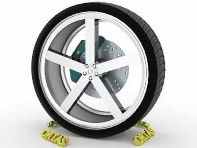 ORTAS CAR WHEEL RIM 98 GAME READY WHEEL RIM TIRE 3D model