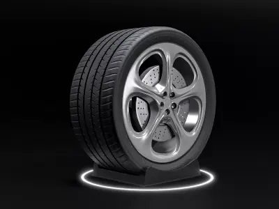 Porsche Carrera 911 game ready tire and rim Free low-poly 3D model