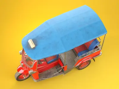 Tuk Tuk Taxi Low Poly PBR Low-poly 3D model