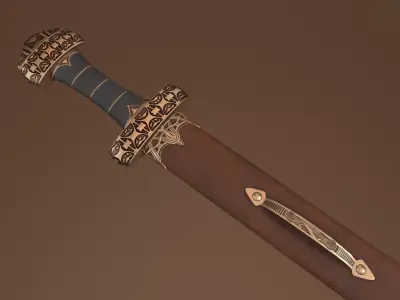 Viking Sword Complete with Sheath - PBR Low-Poly Model Low-poly 3D model