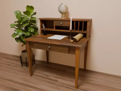 Antique Shaker Writing Desk Low-poly 3D model