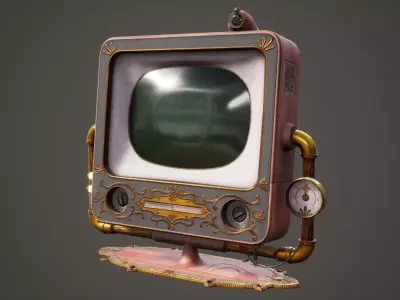 Antique Steam Punk TV Monitor Low-poly 3D model