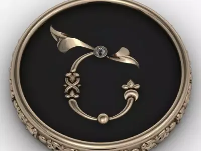 Brooche with armenian letter Sh 3D print model