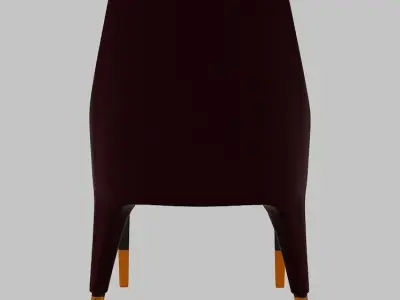 Chair dining with fabric and wooden legs Low-poly 3D model