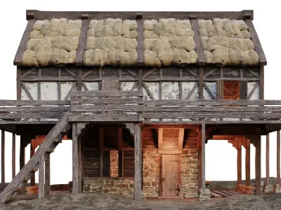 Medieval Old House 16 PBR 4K GameReady Low-poly 3D model