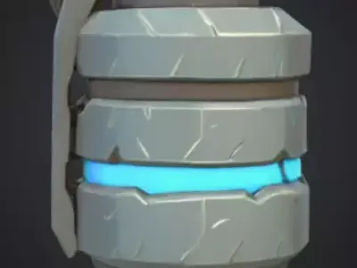 futuristic grenade with bright silver-blue color Low-poly 3D model
