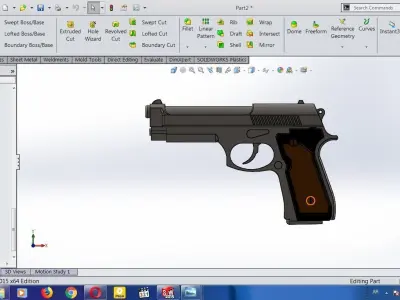 vector-mechanical-gun computer screen showing gun 3D model