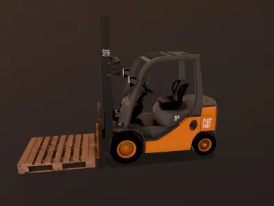 Forklift truck with pallets 3D model