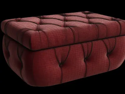 Pink Velvet Storage Upholstered Ottoman 3D model