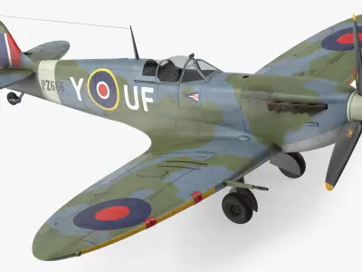British WWII Fighter Aircraft Supermarine Spitfire 3D model