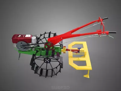 WEEDER SCARIFIER TILLAGE HARROW PLOW WALK BEHIND TRACTOR MACHINE 3D model