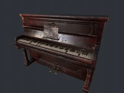 Old Vintage Piano v1 Low-poly 3D model