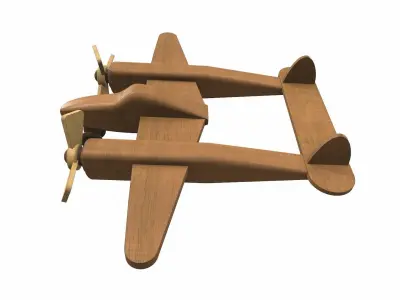 Wooden airplane toy p-38 Free 3D model
