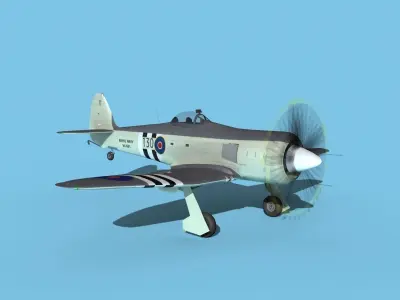 Hawker Sea Fury MKII V01 RN 3D model