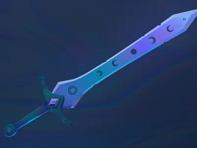 moon great sword Low-poly 3D model