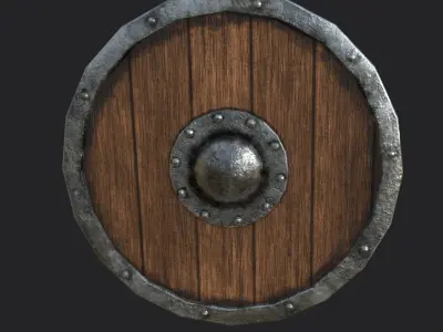 WEAPONS wooden shield Low-poly 3D model