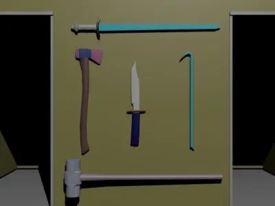 Simple Melee Weapons Pack With Surreal Coloring Free low-poly 3D model
