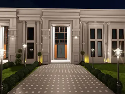 Grand Classical  Entrance Greek Architectural 3D Model Low-Poly Low-poly 3D model