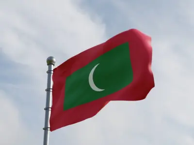 Animated Maldives Flags  3D model