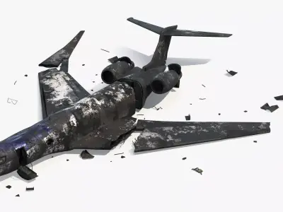 Burnt Jet Plane Debris after Crash 3D model purchase