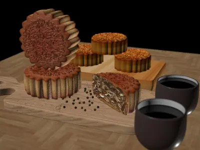 Chinese moon cake 3D model