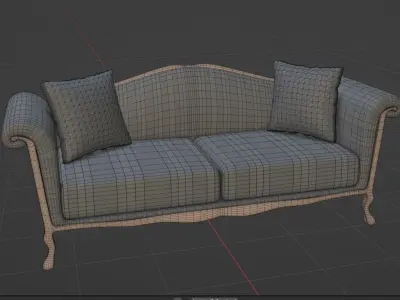 Vintage Victorian Striped Sofa Couch 3D model