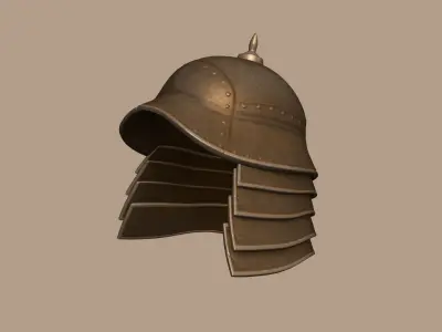 Japanese Kabuto Helmet - Rust - Medieval Character Low-poly 3D model