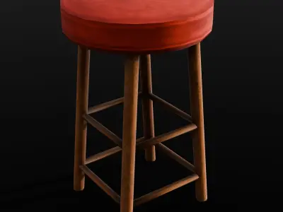 Stool Chair 3D Model  Low-poly 3D model
