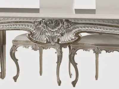 kosovart rococo dining table and chair 3D model