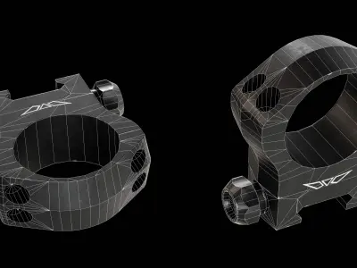 Warne Mountain Tactical 34mm Scope Rings Low-poly 3D model