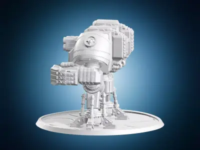 Heavy Combat Mech with Power Fist and Cannon 3D print model