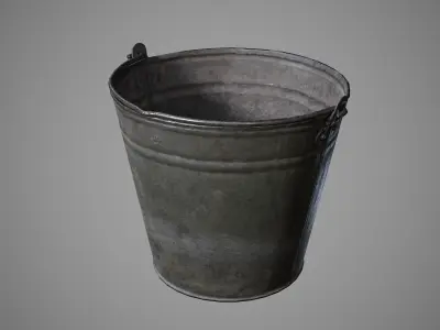Old rusty metal bucket Low-poly 3D model